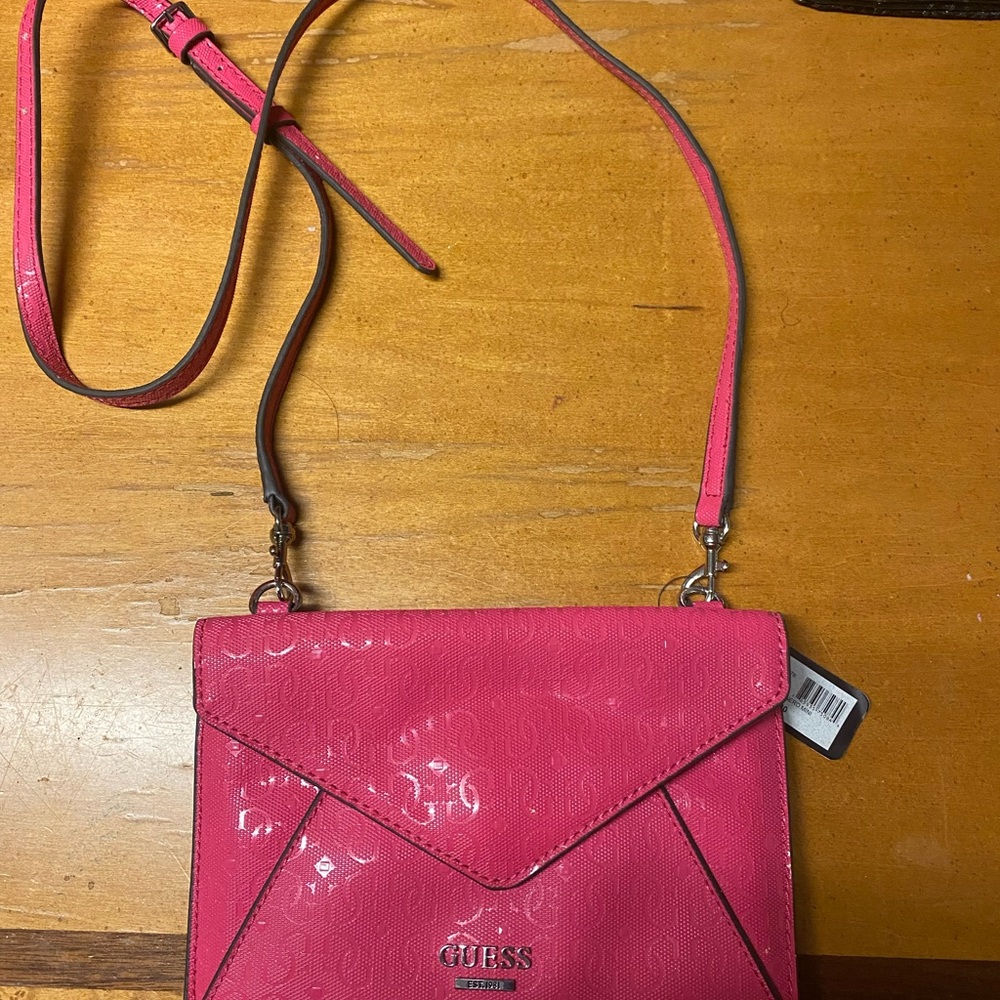 GUESS Hot Pink Patent Envelope Crossbody Bag